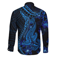 Blue Polynesia Shark Tattoo Family Matching Long Sleeve Bodycon Dress and Hawaiian Shirt With Polynesian Plumeria LT14 - Polynesian Pride