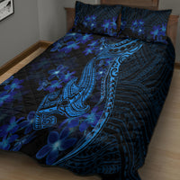 Blue Polynesia Shark Tattoo Quilt Bed Set With Polynesian Plumeria LT14 - Polynesian Pride