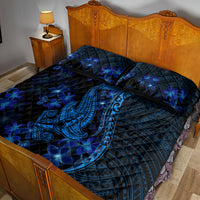 Blue Polynesia Shark Tattoo Quilt Bed Set With Polynesian Plumeria LT14 - Polynesian Pride