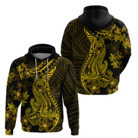 Gold Polynesia Shark Tattoo Hoodie With Polynesian Plumeria LT14 - Polynesian Pride