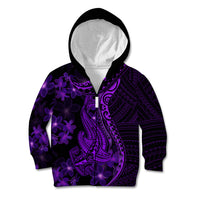 Purple Polynesia Shark Tattoo Kid Hoodie With Polynesian Plumeria LT14 Zip Hoodie Purple - Polynesian Pride