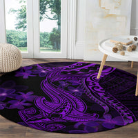 Purple Polynesia Shark Tattoo Round Carpet With Polynesian Plumeria LT14 - Polynesian Pride