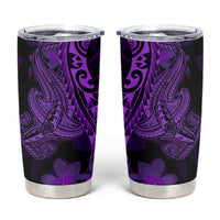 Purple Polynesia Shark Tattoo Tumbler Cup With Polynesian Plumeria