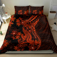 Red Polynesia Bedding Set Shark Tattoo With Polynesian Plumeria LT14 - Polynesian Pride