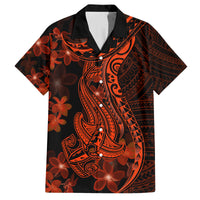 Red Polynesia Family Matching Off Shoulder Long Sleeve Dress and Hawaiian Shirt Shark Tattoo With Polynesian Plumeria LT14 Dad's Shirt - Short Sleeve Red - Polynesian Pride