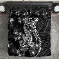 Black Polynesia Bedding Set Shark Tattoo With Polynesian Plumeria LT14 Black - Polynesian Pride
