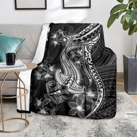 Black Polynesia Blanket Shark Tattoo With Polynesian Plumeria LT14 - Polynesian Pride