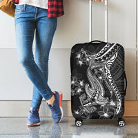 Black Polynesia Luggage Cover Shark Tattoo With Polynesian Plumeria LT14 - Polynesian Pride
