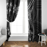 Black Polynesia Window Curtain Shark Tattoo With Polynesian Plumeria LT14 - Polynesian Pride