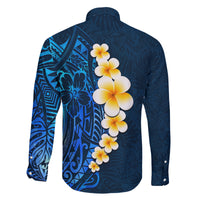 Blue Polynesia Family Matching Off Shoulder Short Dress and Hawaiian Shirt Plumeria Tropical Leaves With Galaxy Polynesian Art LT14 - Polynesian Pride