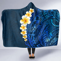 Blue Polynesia Hooded Blanket Plumeria Tropical Leaves With Galaxy Polynesian Art LT14 - Polynesian Pride