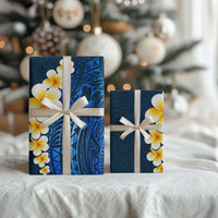 Blue Polynesia Wrapping Paper Plumeria Tropical Leaves With Galaxy Polynesian Art LT14 - Polynesian Pride