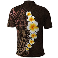 Brown Polynesia Polo Shirt Plumeria Tropical Leaves With Galaxy Polynesian Art LT14 - Polynesian Pride