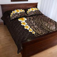 Brown Polynesia Quilt Bed Set Plumeria Tropical Leaves With Galaxy Polynesian Art LT14 - Polynesian Pride