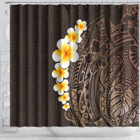Brown Polynesia Shower Curtain Plumeria Tropical Leaves With Galaxy Polynesian Art LT14 - Polynesian Pride