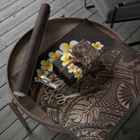Brown Polynesia Wrapping Paper Plumeria Tropical Leaves With Galaxy Polynesian Art LT14 - Polynesian Pride