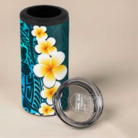 Turquosie Polynesia 4 in 1 Can Cooler Tumbler Plumeria Tropical Leaves With Galaxy Polynesian Art LT14 - Polynesian Pride