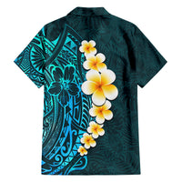 Turquosie Polynesia Family Matching Tank Maxi Dress and Hawaiian Shirt Plumeria Tropical Leaves With Galaxy Polynesian Art LT14 - Polynesian Pride