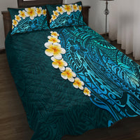 Turquosie Polynesia Quilt Bed Set Plumeria Tropical Leaves With Galaxy Polynesian Art LT14 - Polynesian Pride