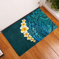 Turquosie Polynesia Rubber Doormat Plumeria Tropical Leaves With Galaxy Polynesian Art LT14 Turquoise - Polynesian Pride