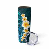 Turquosie Polynesia Skinny Tumbler Plumeria Tropical Leaves With Galaxy Polynesian Art LT14 - Polynesian Pride