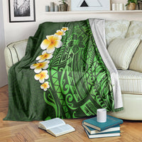 Green Polynesia Blanket Plumeria Tropical Leaves With Galaxy Polynesian Art LT14 - Polynesian Pride