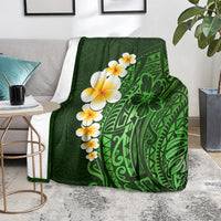 Green Polynesia Blanket Plumeria Tropical Leaves With Galaxy Polynesian Art LT14 - Polynesian Pride