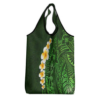 Green Polynesia Grocery Bag Plumeria Tropical Leaves With Galaxy Polynesian Art LT14 - Polynesian Pride
