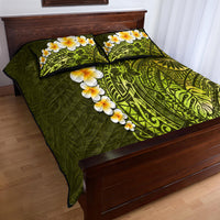 Lime Green Tropical Plumeria With Galaxy Polynesian Art Quilt Bed Set LT14 - Polynesian Pride