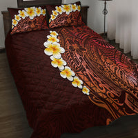 Red Tropical Plumeria With Galaxy Polynesian Art Quilt Bed Set LT14 - Polynesian Pride
