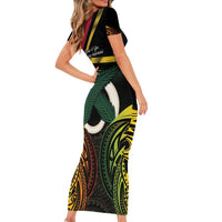 Vanuatu 1980 Family Matching Short Sleeve Bodycon Dress and Hawaiian Shirt Hapi 45 Yia Indipendens Anivesari