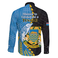 Tuvalu Independence Day Family Matching Short Sleeve Bodycon Dress and Hawaiian Shirt Manuia te tutokotasi o Tuvaluan Dolphin Tattoo LT14 - Polynesian Pride