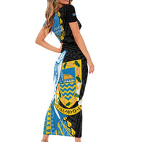 Tuvalu Independence Day Family Matching Short Sleeve Bodycon Dress and Hawaiian Shirt Manuia te tutokotasi o Tuvaluan Dolphin Tattoo LT14 - Polynesian Pride