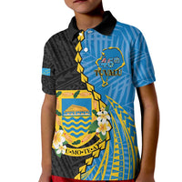Tuvalu Independence Day Kid Polo Shirt Manuia te tutokotasi o Tuvaluan Dolphin Tattoo LT14 Kid Blue - Polynesian Pride