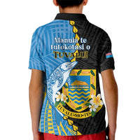 Tuvalu Independence Day Kid Polo Shirt Manuia te tutokotasi o Tuvaluan Dolphin Tattoo LT14 - Polynesian Pride