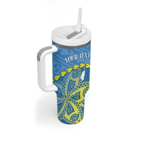 Personalised Palau Independence Day Tumbler With Handle Belau Coat Of Arms Polynesian Curve Style LT14 - Polynesian Pride