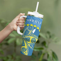 Personalised Palau Independence Day Tumbler With Handle Belau Coat Of Arms Polynesian Curve Style LT14 - Polynesian Pride