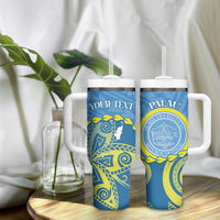 Personalised Palau Independence Day Tumbler With Handle Belau Coat Of Arms Polynesian Curve Style LT14 - Polynesian Pride