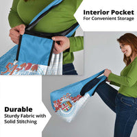 Personalised Fiji Day Grocery Bag Fijian Tapa Pattern Mix Tagimoucia - Blue Version