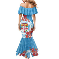 Personalised Fiji Day Mermaid Dress Fijian Tapa Pattern Mix Tagimoucia - Blue Version LT14 - Polynesian Pride