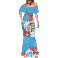 Personalised Fiji Day Mermaid Dress Fijian Tapa Pattern Mix Tagimoucia - Blue Version LT14 - Polynesian Pride