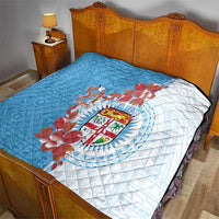 Personalised Fiji Day Quilt Fijian Tapa Pattern Mix Tagimoucia - Blue Version