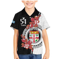 Personalised Fiji Day Family Matching Mermaid Dress and Hawaiian Shirt Fijian Tapa Pattern Mix Tagimoucia - Black Version