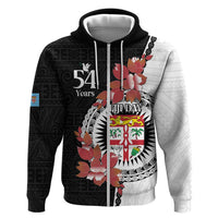 Personalised Fiji Day Hoodie Fijian Tapa Pattern Mix Tagimoucia - Black Version