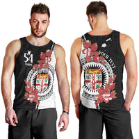 Personalised Fiji Day Men Tank Top Fijian Tapa Pattern Mix Tagimoucia - Black Version