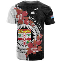 Personalised Fiji Day T Shirt Fijian Tapa Pattern Mix Tagimoucia - Black Version