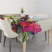 New Zealand Cacatua Galerita Tablecloth Aotearoa Cockatoo Tropical Flowers LT14 - Polynesian Pride