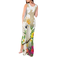 New Zealand Cacatua Galerita Tank Maxi Dress Aotearoa Cockatoo Tropical Flowers