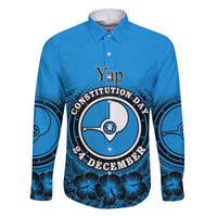 Personalised Yap Constitution Day Family Matching Off Shoulder Long Sleeve Dress and Hawaiian Shirt FSM Seal Happy 24 December LT14 Dad's Shirt - Long Sleeve Blue - Polynesian Pride
