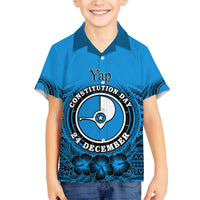 Personalised Yap Constitution Day Family Matching Summer Maxi Dress and Hawaiian Shirt FSM Seal Happy 24 December LT14 Son's Shirt Blue - Polynesian Pride